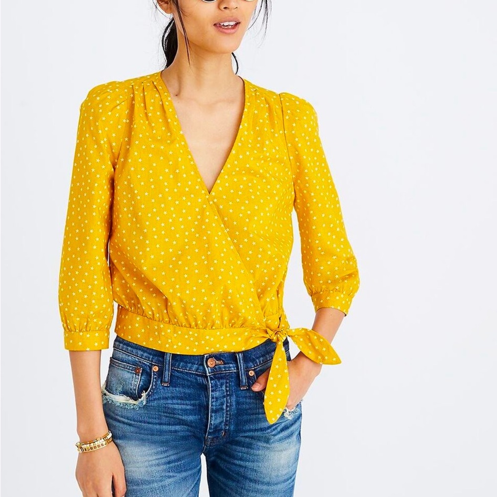 Madewell | Mustard Yellow Star Scatter Wrap Top